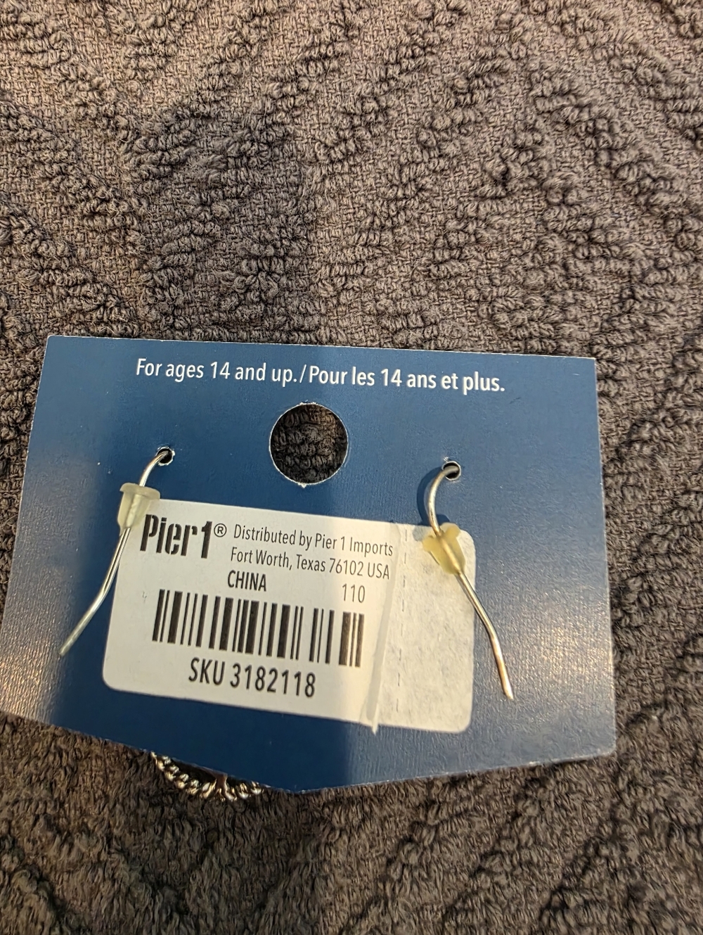 Pier 1 Silver Sparkle Anchor Charm Earrings with Dark Blue and Light Blue Beads - Picture 3 of 3